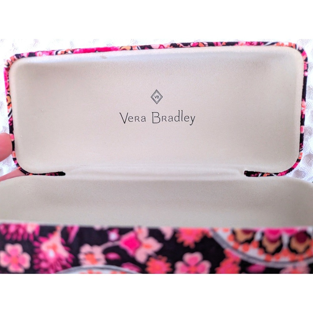 Vera Bradley Hard Shell Eyeglass Case Pink Orange Black Floral Paisley Medallion - Picture 4 of 6